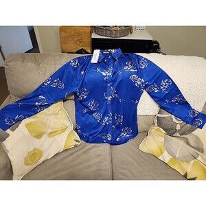 ZEROYAA Men's Hipster Rose Floral Printed Slim Fit LongSleeve Button Dress Shirt